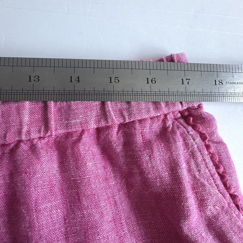 Talbots Coastal Resort Granny 100% Linen Pink Cropped Pants Sz. 12 Pom Pom Trim‎ - Picture 7 of 13